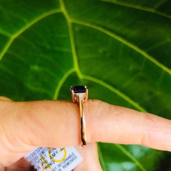 Rose Gold Engagement Ring Amethyst and Diamond .75 carot Ring Size 7 - Picture 7 of 9